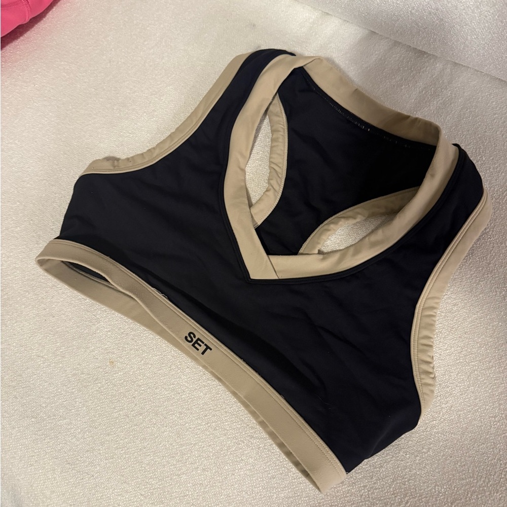 SET Active Black and Tan Sports Bra
